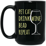 Pet Cat-Drink Wine-Bead Black Mugs