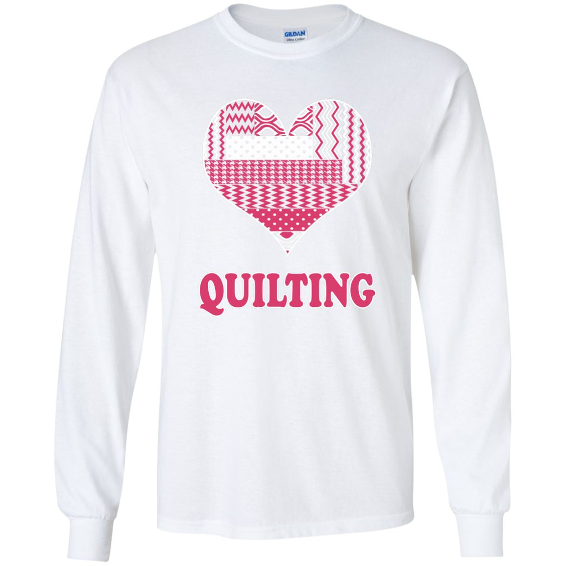Heart Quilting Long Sleeve Ultra Cotton T-Shirt - Crafter4Life - 4