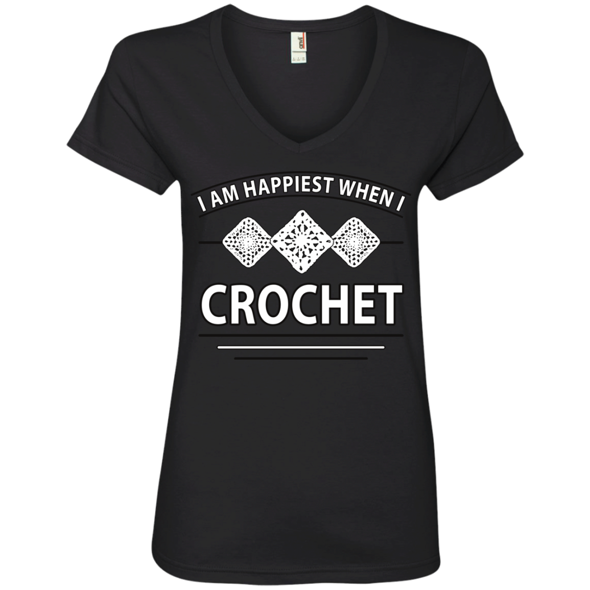 I Am Happiest When I Crochet Ladies V-neck Tee - Crafter4Life - 4