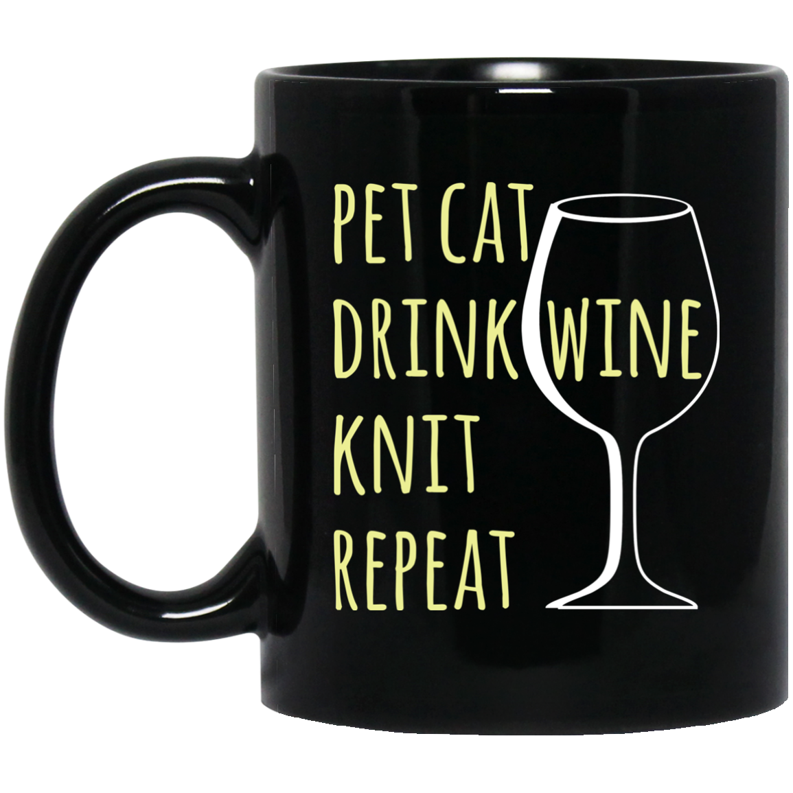 Pet Cat-Drink Wine-Knit Black Mugs