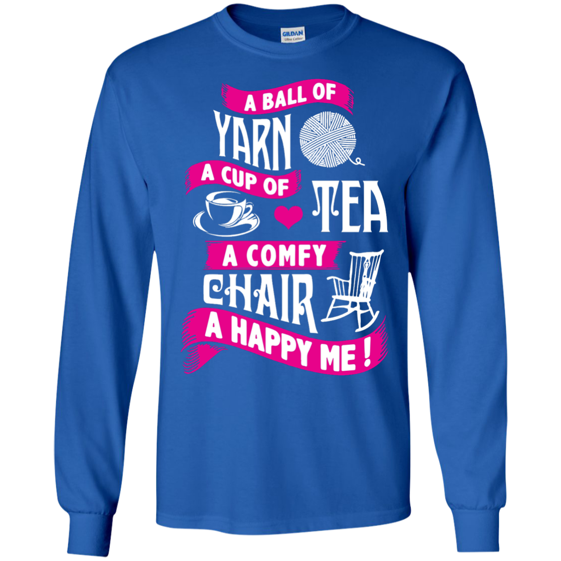 A Ball of Yarn, A Happy Me Long Sleeve Ultra Cotton Tshirt - Crafter4Life - 8