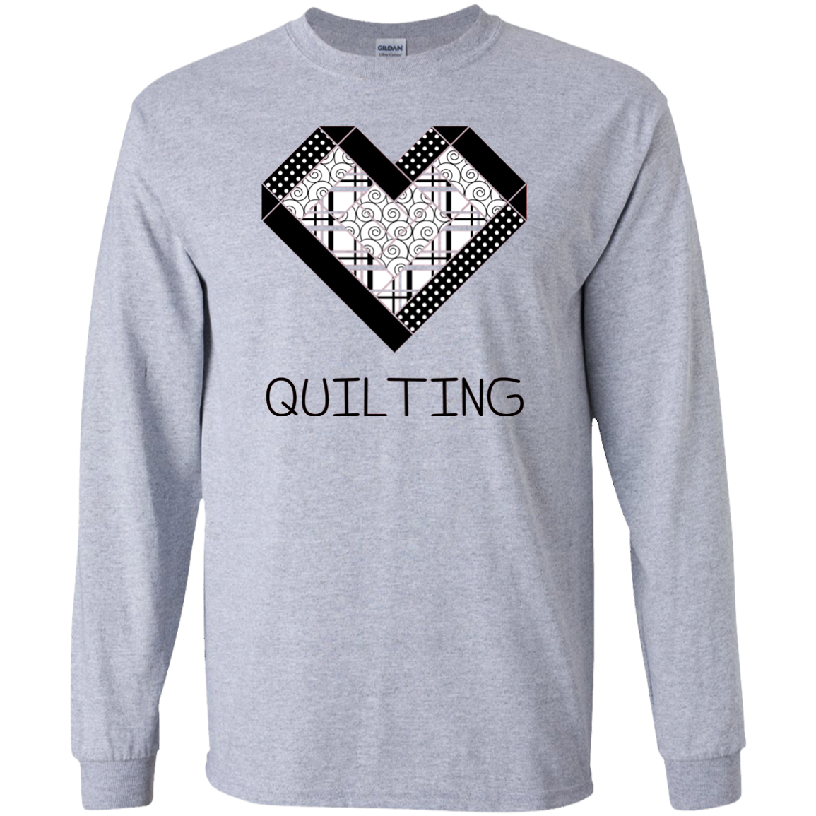 Log Cabin Heart Quilting LS Ultra Cotton T-Shirt
