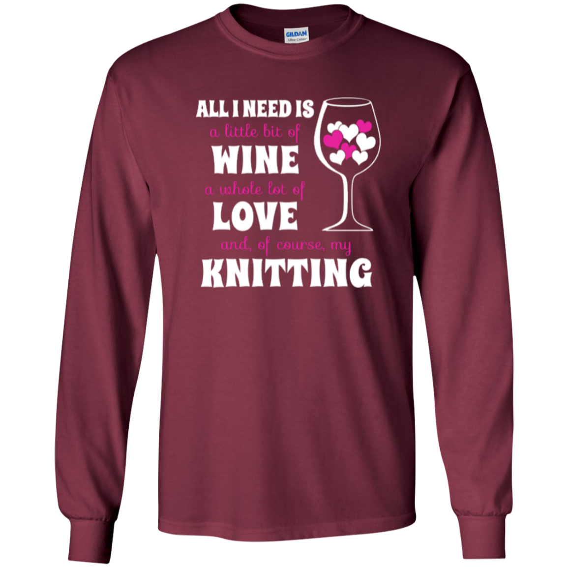All I Need is Wine-Love-Knitting Long Sleeve Ultra Cotton Tshirt - Crafter4Life - 10
