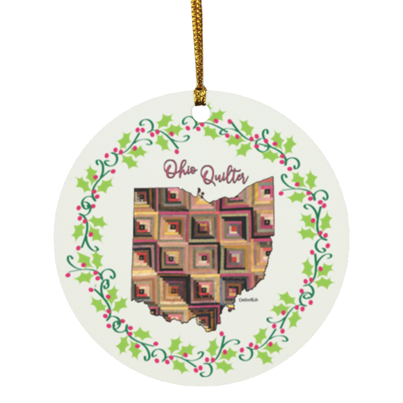 Ohio Quilter Christmas Circle Ornament