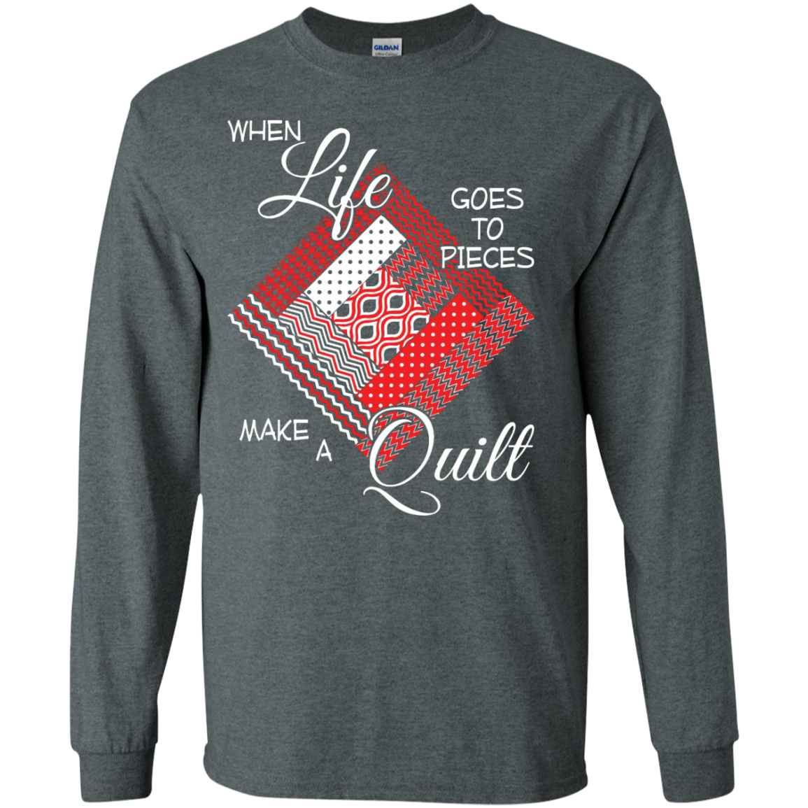 Make a Quilt (red) Long Sleeve Ultra Cotton T-Shirt - Crafter4Life - 4