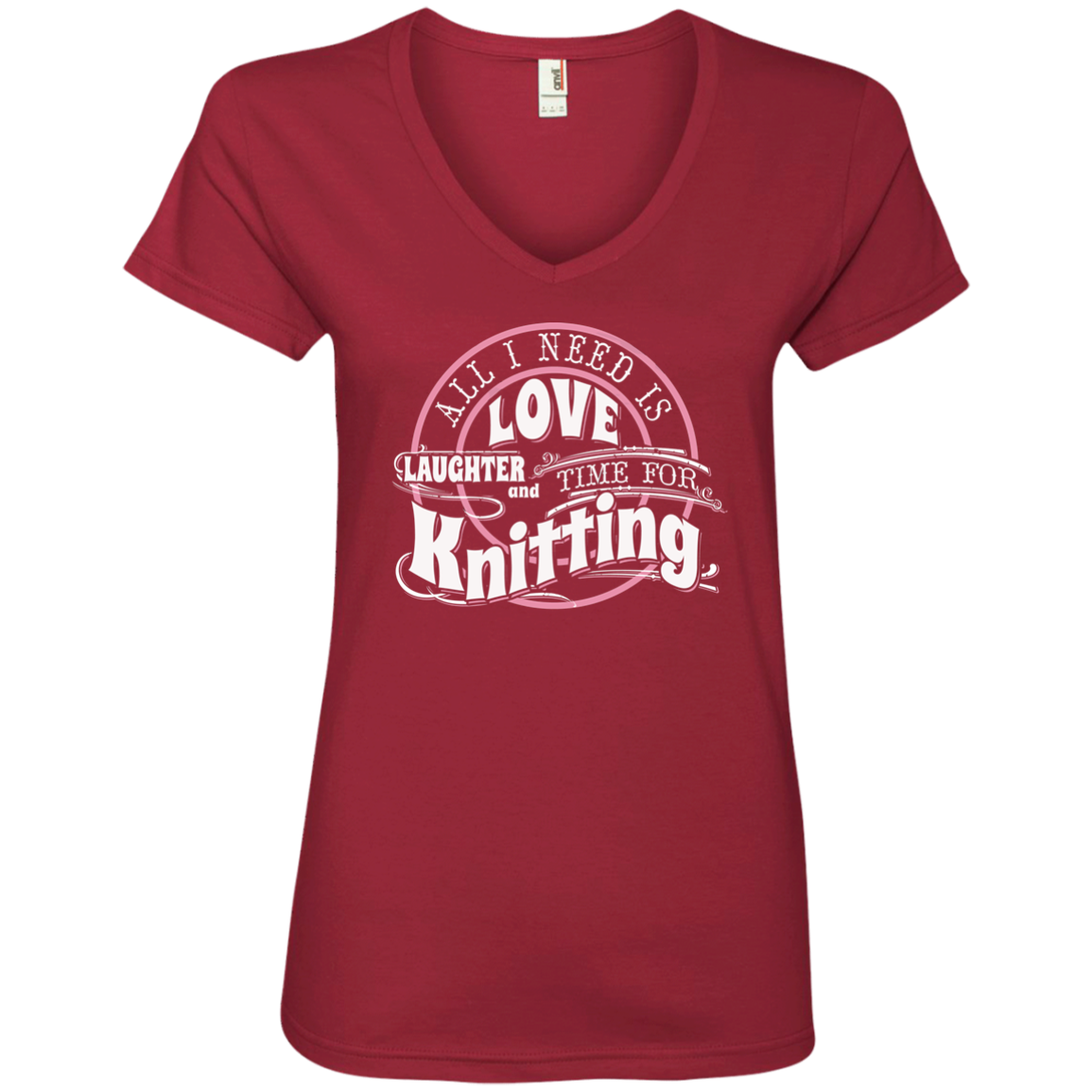 Time for Knitting Ladies V-Neck T-Shirt