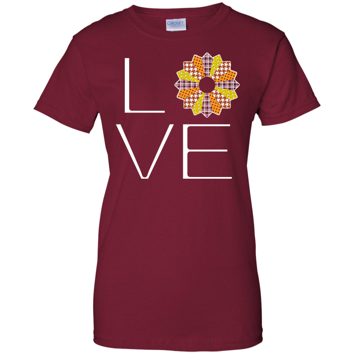LOVE Quilting (Fall Colors) Ladies Custom 100% Cotton T-Shirt - Crafter4Life - 3