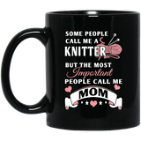 Knitter Mom Black Mugs