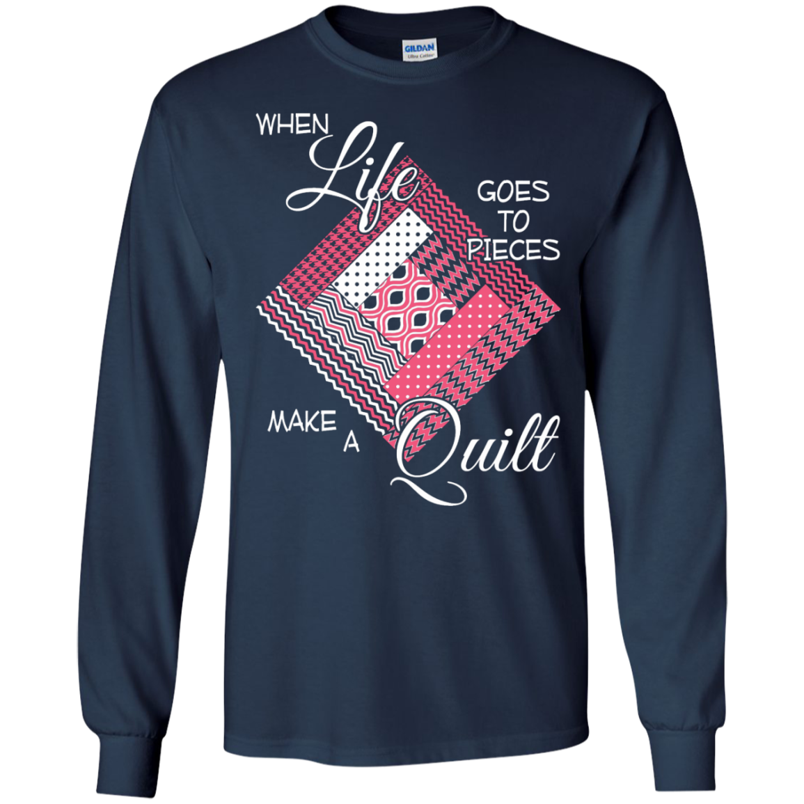 Make a Quilt (pink) Long Sleeve Ultra Cotton T-Shirt - Crafter4Life - 6