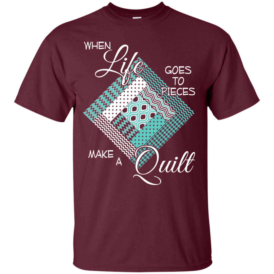 Make a Quilt (turquoise) Custom Ultra Cotton T-Shirt - Crafter4Life - 9