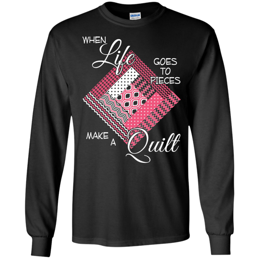 Make a Quilt (pink) Long Sleeve Ultra Cotton T-Shirt - Crafter4Life - 1