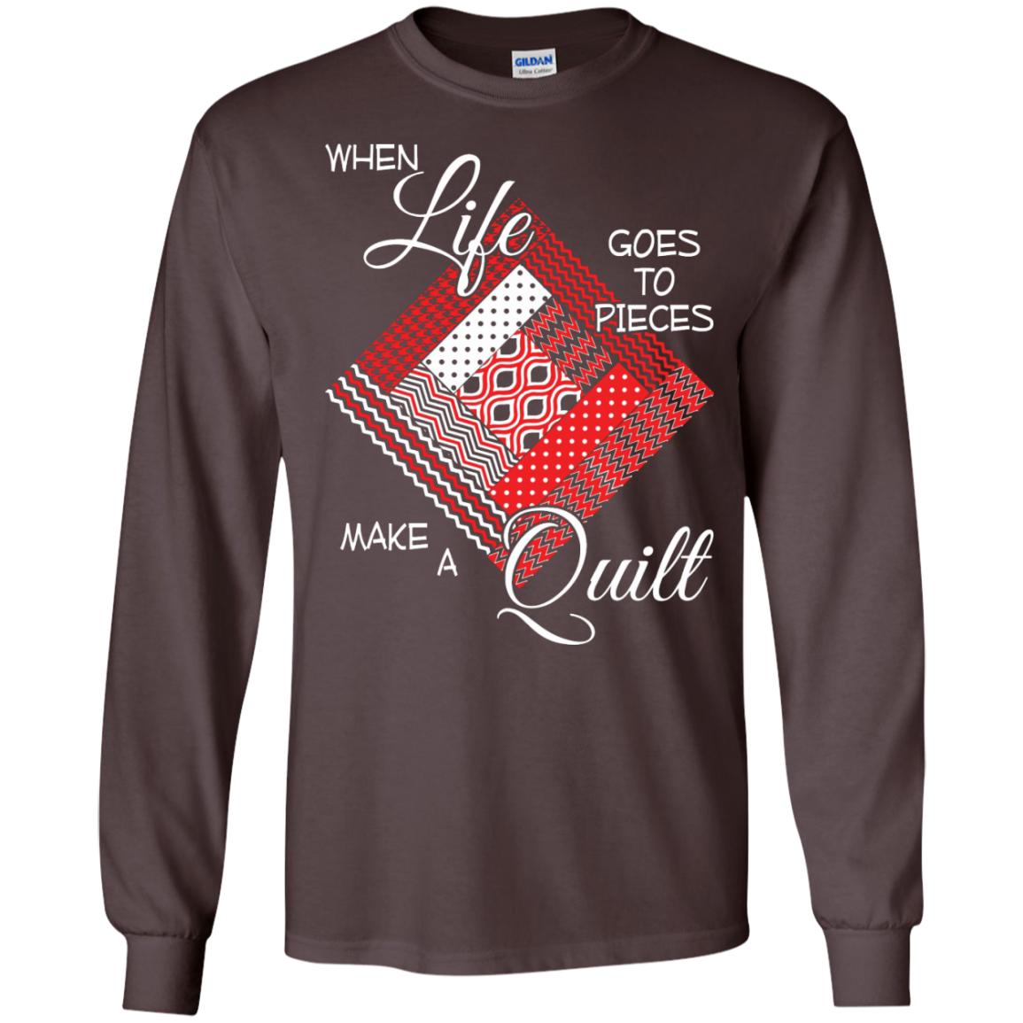 Make a Quilt (red) Long Sleeve Ultra Cotton T-Shirt - Crafter4Life - 3