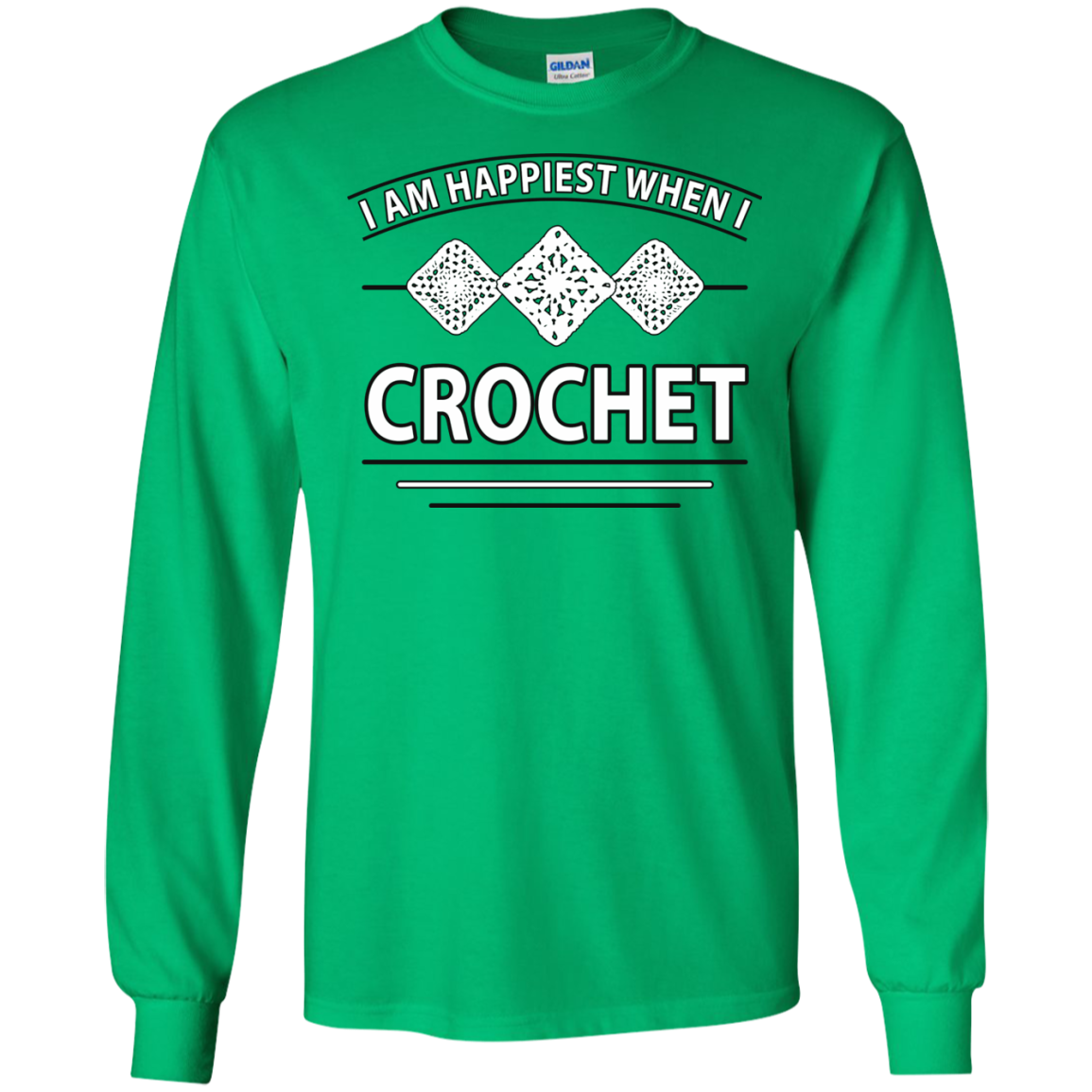 I Am Happiest When I Crochet Long Sleeve Ultra Cotton T-shirt - Crafter4Life - 7