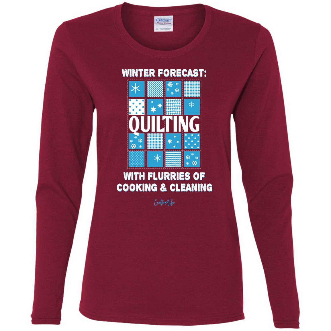 Winter Forecast Quilting Flurries Ladies Long Sleeve Shirts