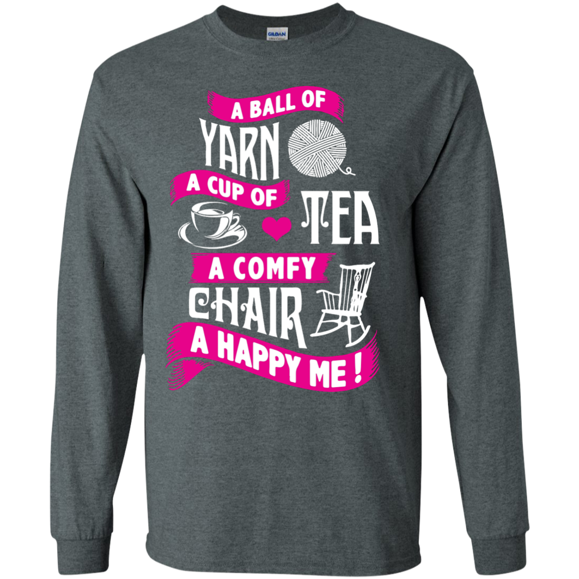 A Ball of Yarn, A Happy Me Long Sleeve Ultra Cotton Tshirt - Crafter4Life - 3