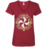 Quilting Makes My Heart Smile Ladies V-Neck Tee