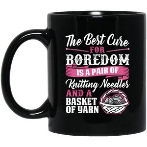 Cure For Boredom - Knitting Black Mugs