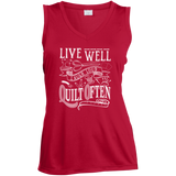 Live Well, Quilt Often Ladies Sleeveless Moisture Absorbing V-Neck