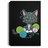 Grey Tuxedo Kitty with Yarn Canvas Wall Art