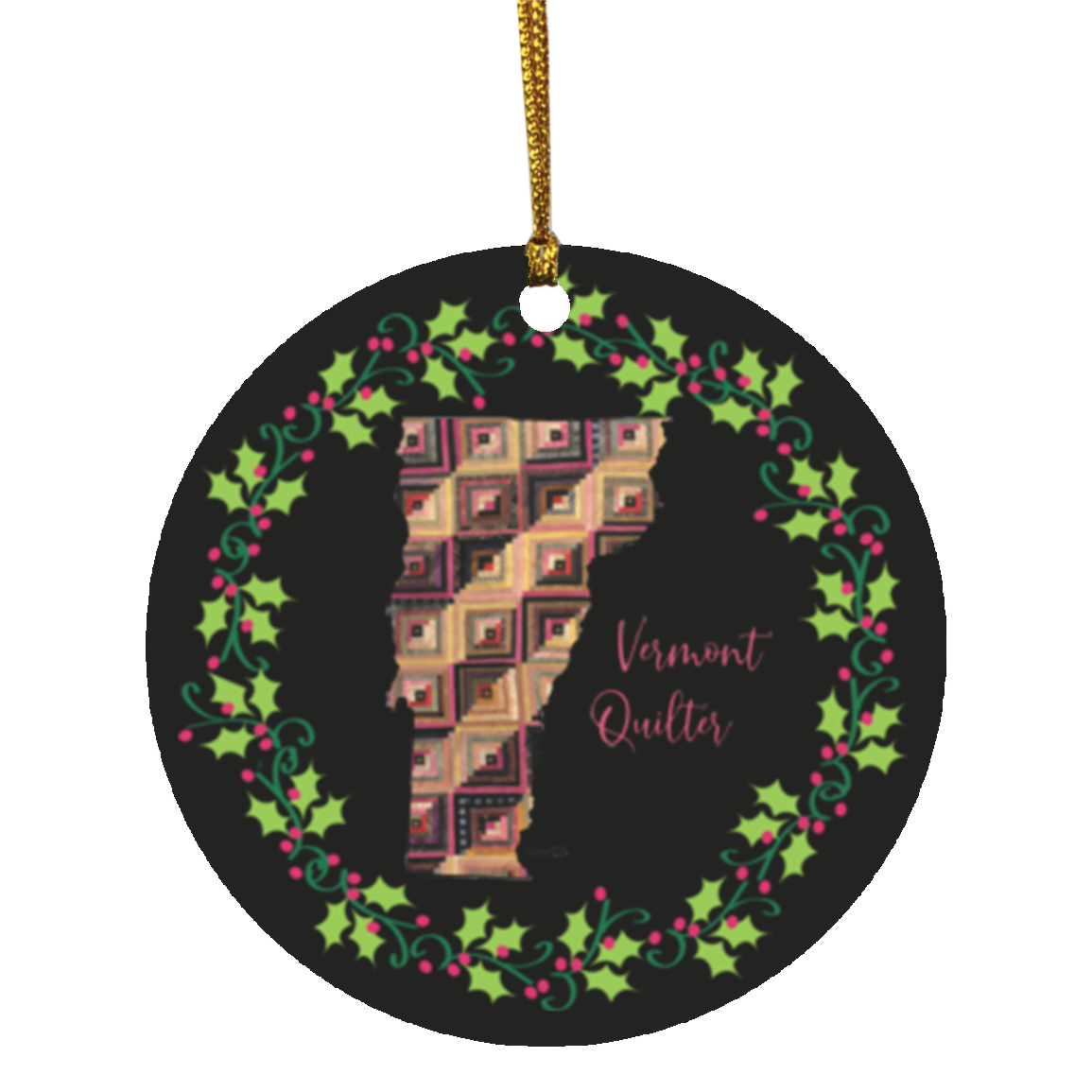 Vermont Quilter Christmas Circle Ornament