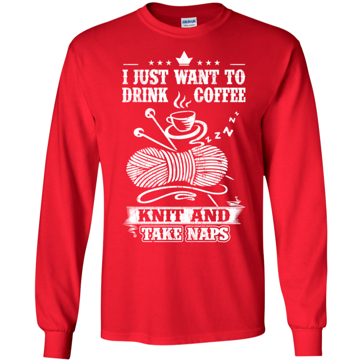 Coffee-Knit-Nap Long Sleeve Ultra Cotton T-Shirt - Crafter4Life - 9