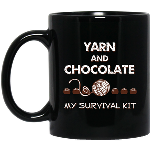 Yarn and Chocolate Black Mugs