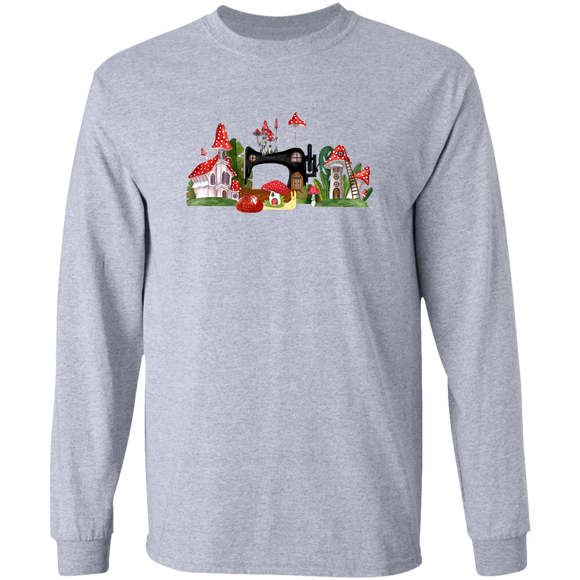 Sewing Machine Mushroom Village Long Sleeve T-Shirt