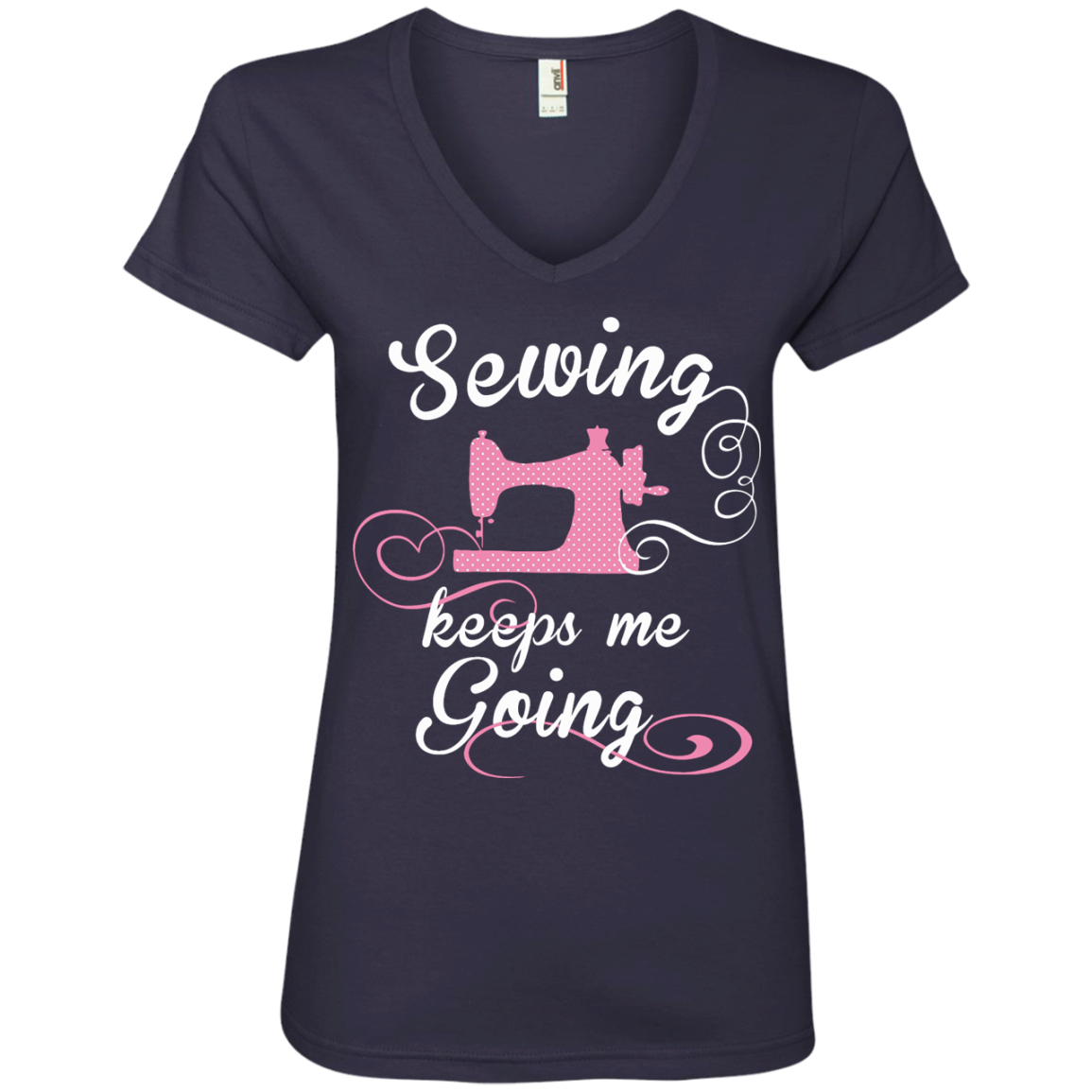 Sewing Keeps Me Going Ladies V-Neck Tee - Crafter4Life - 2