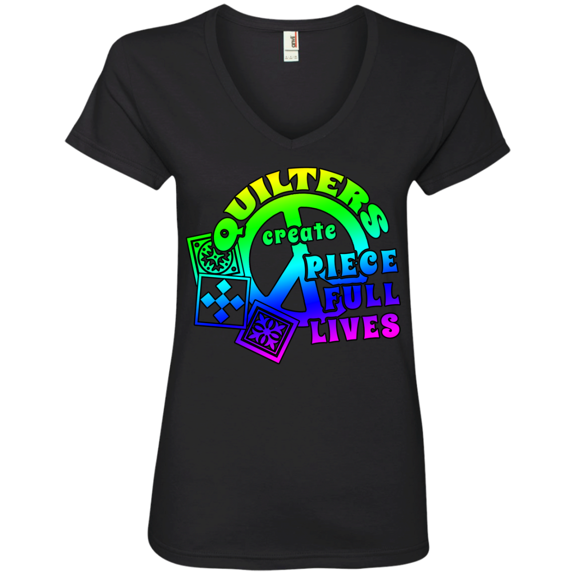 Quilters Create Piece Full Lives Ladies V-neck Tee - Crafter4Life - 3