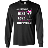 All I Need is Wine-Love-Knitting Long Sleeve Ultra Cotton Tshirt - Crafter4Life - 3