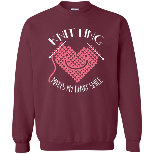 Knitting Makes My Heart Smile Crewneck Pullover Sweatshirt