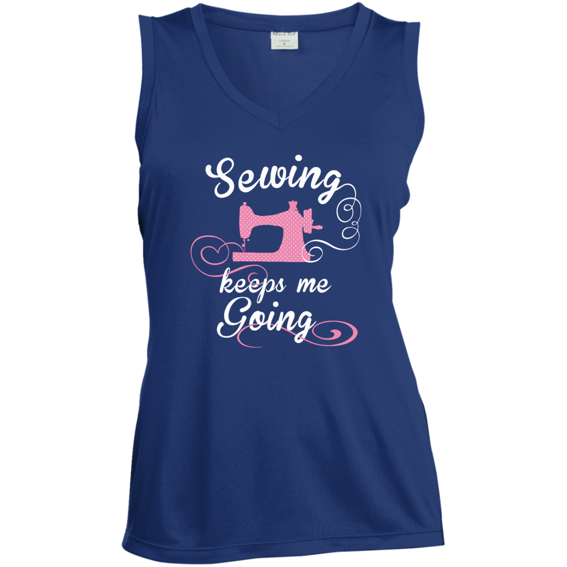 Sewing Keeps Me Going Ladies Sleeveless V-Neck - Crafter4Life - 1
