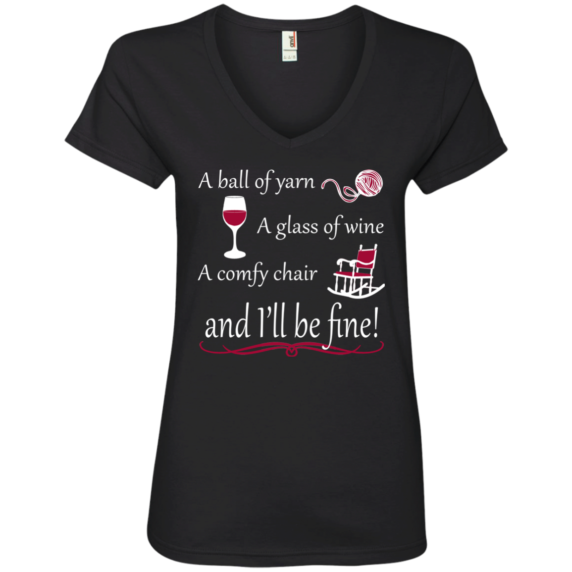 I'll be Fine Ladies V-Neck T-Shirt