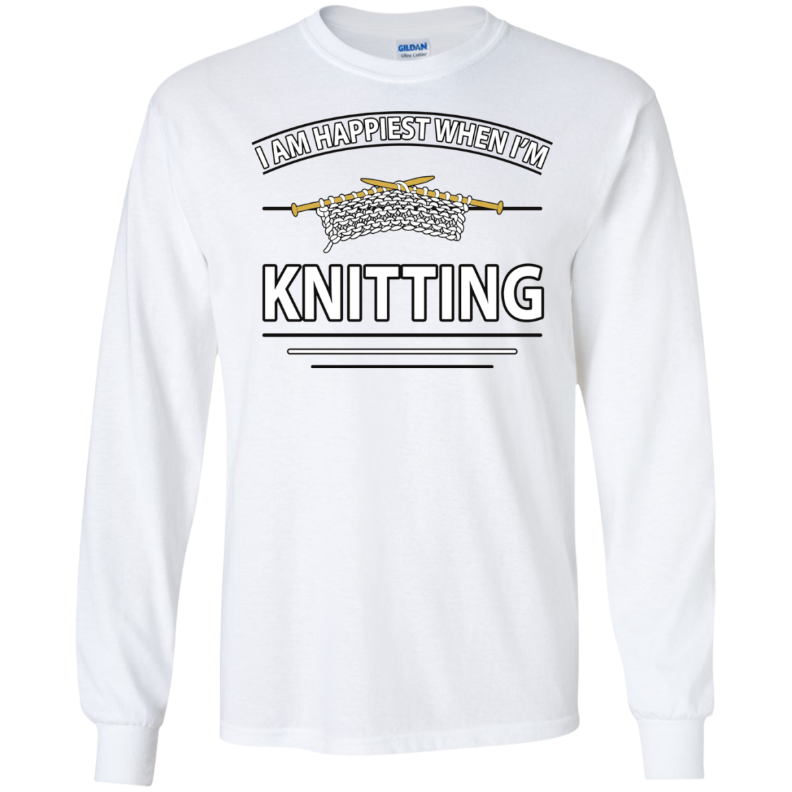 I Am Happiest When I'm Knitting Long Sleeve Ultra Cotton T-Shirt - Crafter4Life - 3