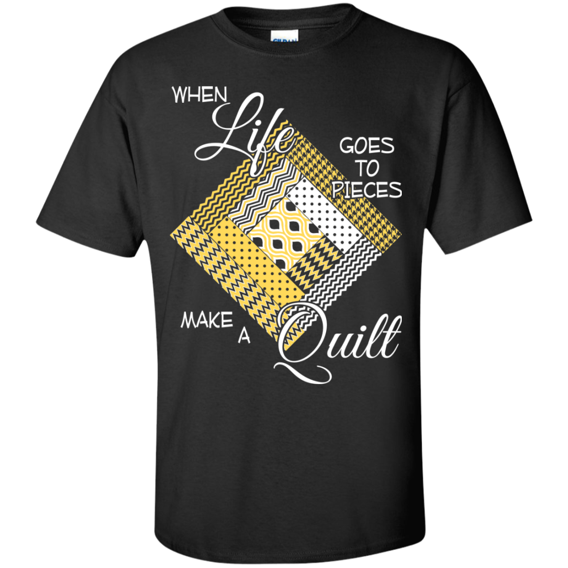 Make a Quilt (yellow) Custom Ultra Cotton T-Shirt - Crafter4Life - 2