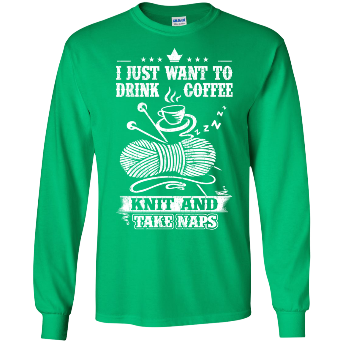 Coffee-Knit-Nap Long Sleeve Ultra Cotton T-Shirt - Crafter4Life - 1