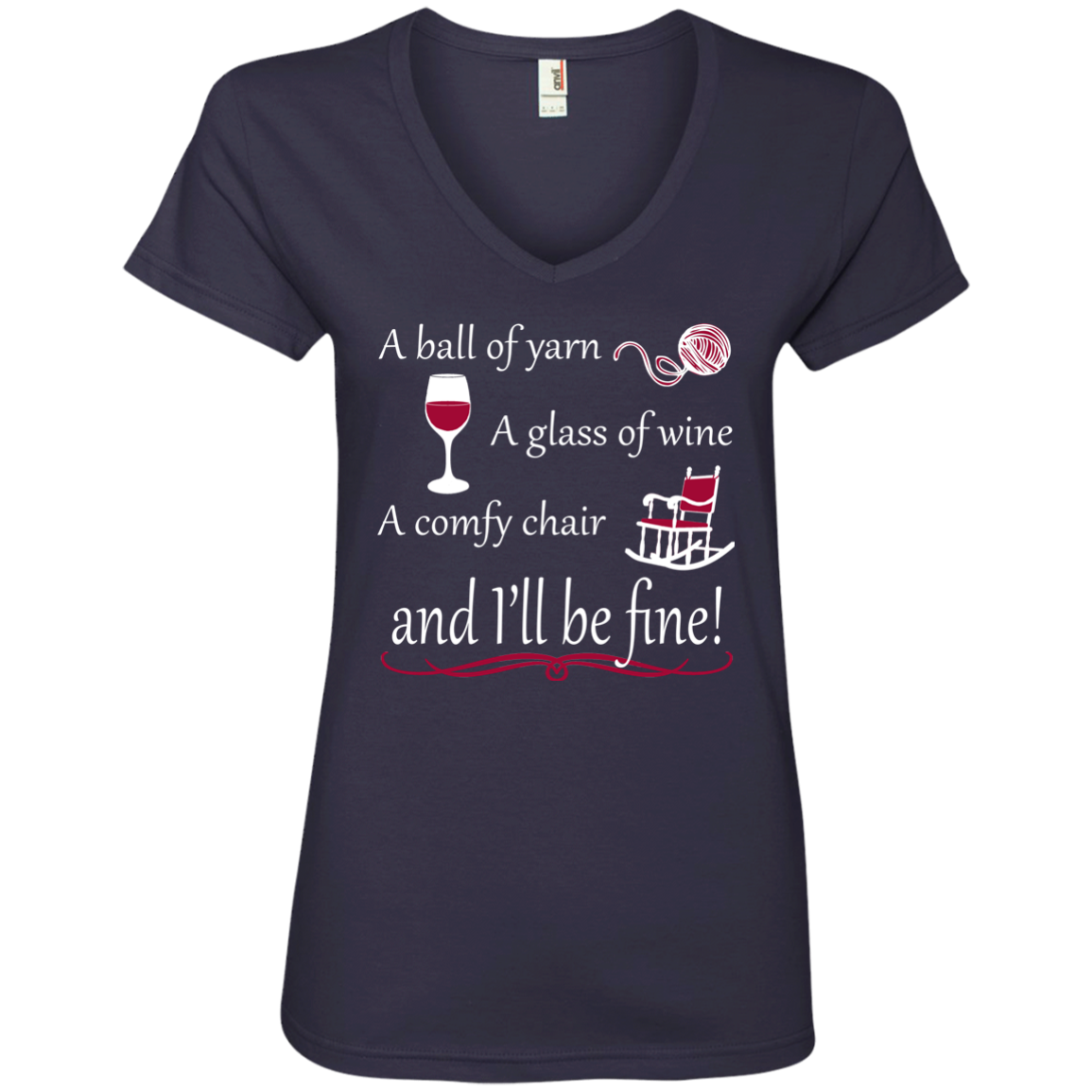 I'll be Fine Ladies V-Neck T-Shirt