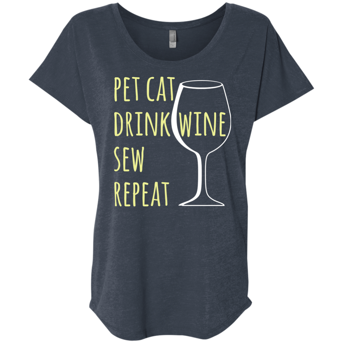Pet Cat-Drink Wine-Sew Ladies Triblend Dolman Sleeve