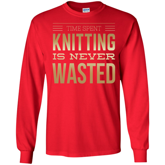 Time Spent Knitting Long Sleeve Ultra Cotton T-Shirt - Crafter4Life - 1