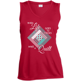 Make a Quilt (turquoise) Ladies Sleeveless V-Neck - Crafter4Life - 4