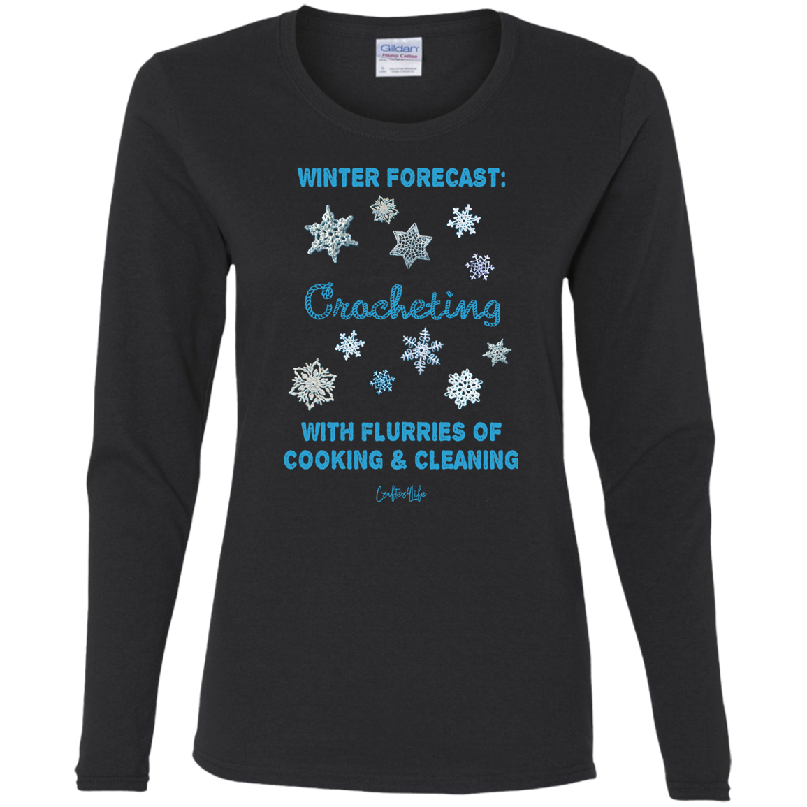 Winter Forecast Crocheting Flurries Ladies Long Sleeve Shirts