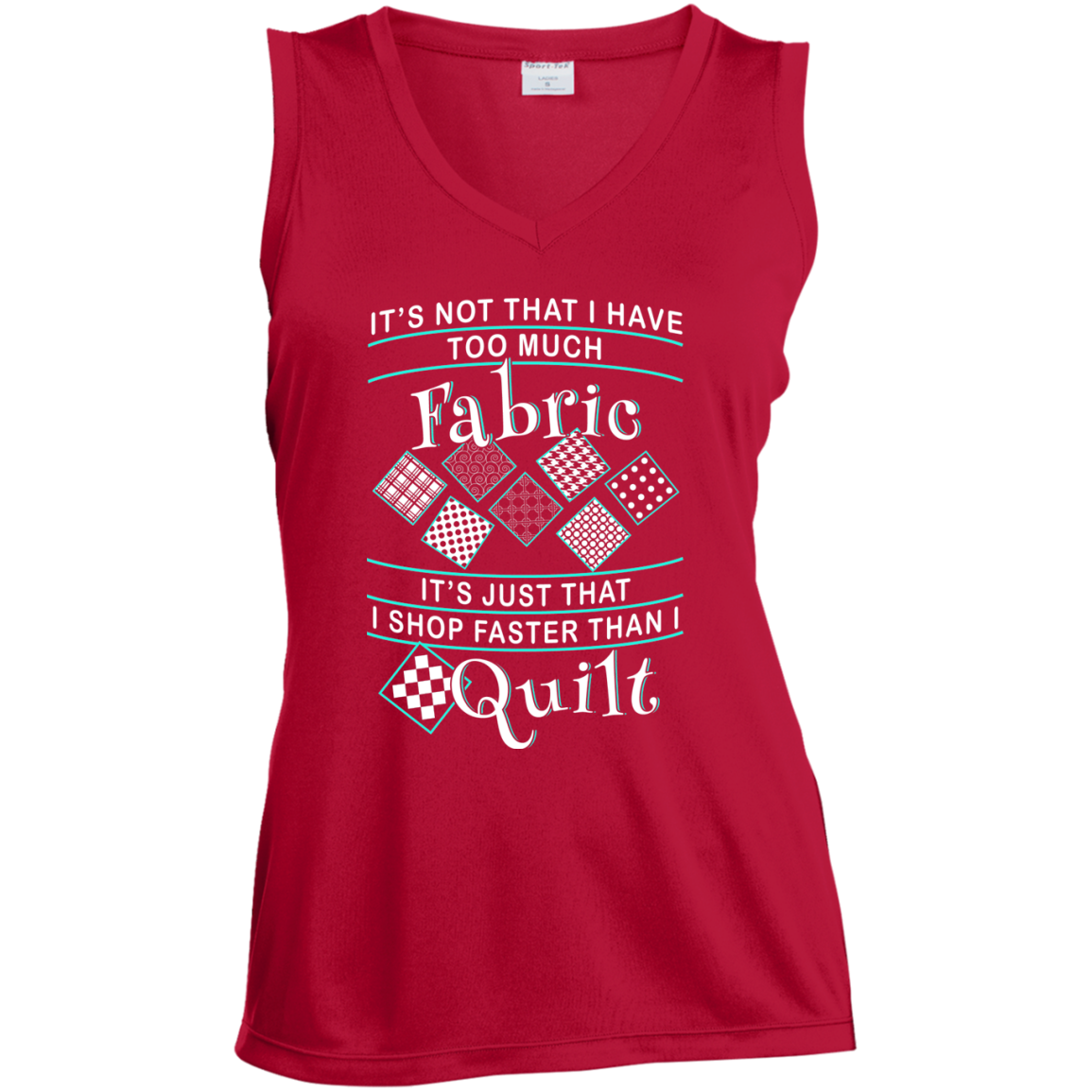 I Shop Faster than I Quilt Ladies Sleeveless V-neck - Crafter4Life - 4