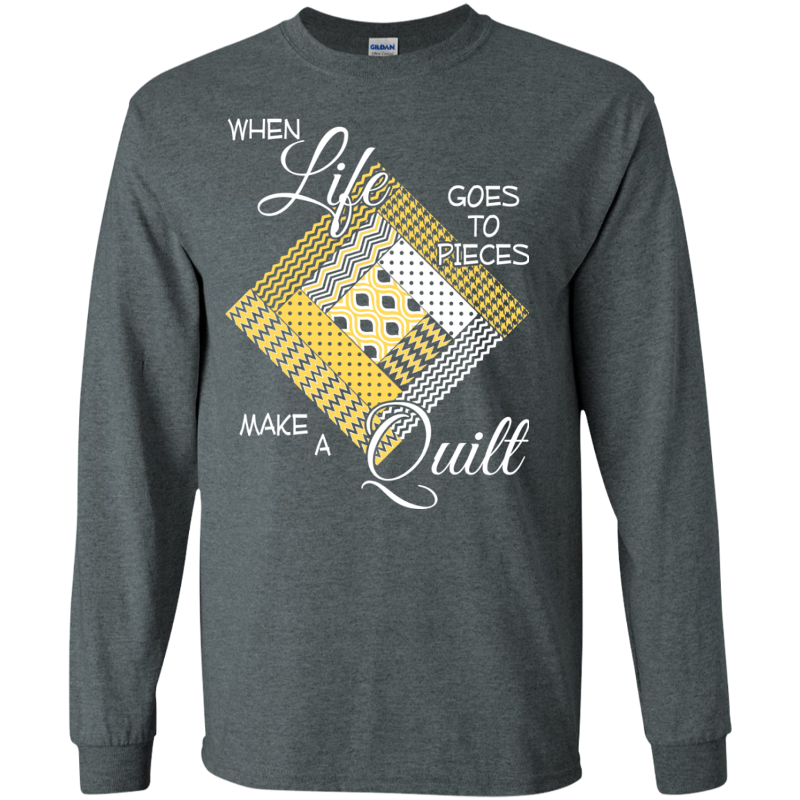 Make a Quilt (yellow) Long Sleeve Ultra Cotton T-Shirt - Crafter4Life - 5