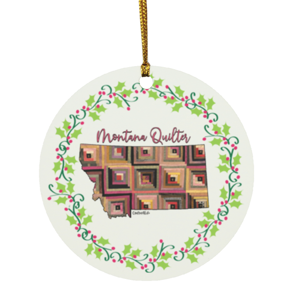 Montana Quilter Christmas Circle Ornament
