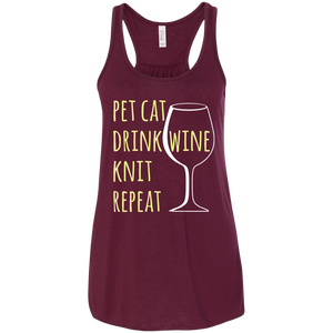 Pet Cat-Drink Wine-Knit Flowy Racerback Tank