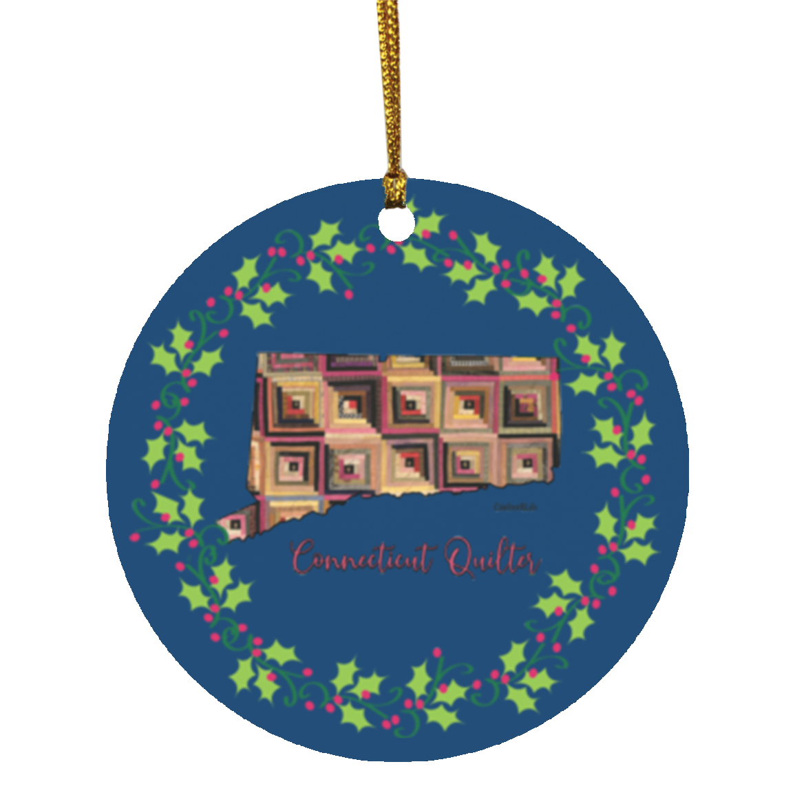 Connecticut Quilter Christmas Circle Ornament