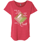 Make a Quilt (Greenery) Ladies Triblend Dolman Sleeve