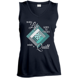 Make a Quilt (turquoise) Ladies Sleeveless V-Neck - Crafter4Life - 3