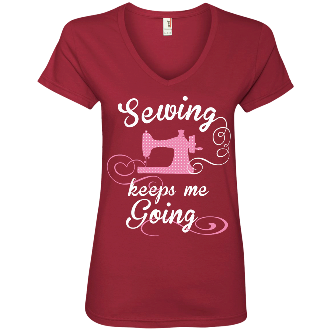 Sewing Keeps Me Going Ladies V-Neck Tee - Crafter4Life - 3