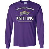 I Am Happiest When I'm Knitting Long Sleeve Ultra Cotton T-Shirt - Crafter4Life - 8